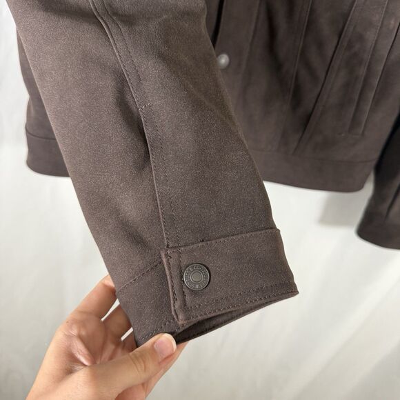 Levis Jacket Women's Medium Brown Pockets Zip Snap Red Tab Long Sleeve - Picture 9 of 12